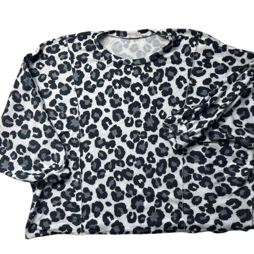 Altered State Fleece Leopard Print Top Large